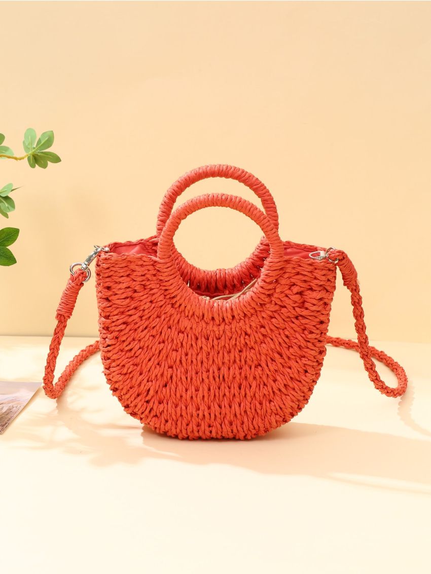 Woven Straw Crossbody Bag Mini Summer Beach Single Shoulder Strap Bag for Beach