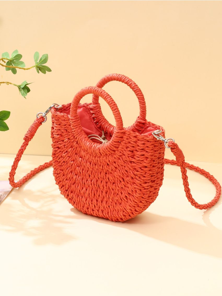 Woven Straw Crossbody Bag Mini Summer Beach Single Shoulder Strap Bag for Beach