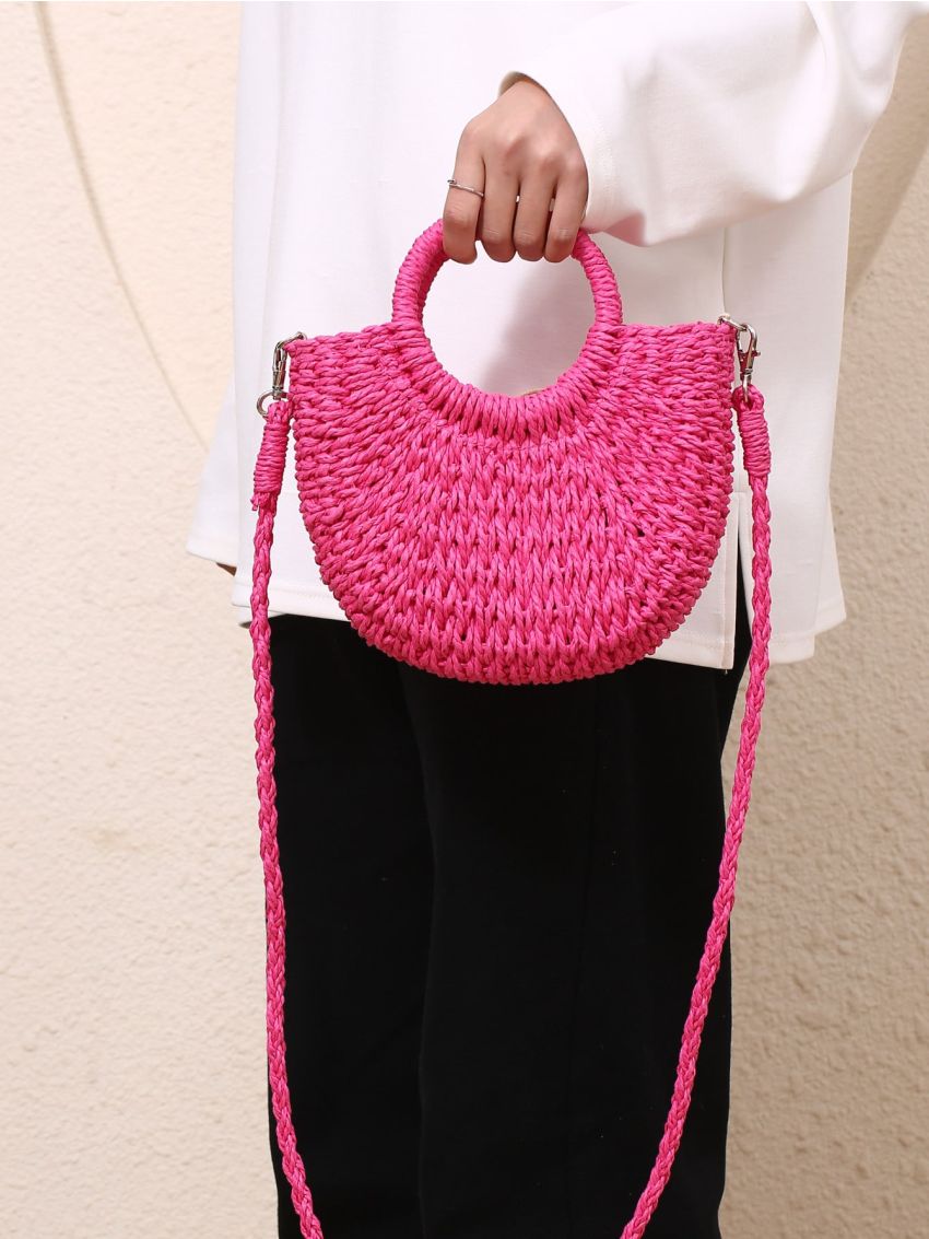 Woven Straw Crossbody Bag Mini Summer Beach Single Shoulder Strap Bag for Beach