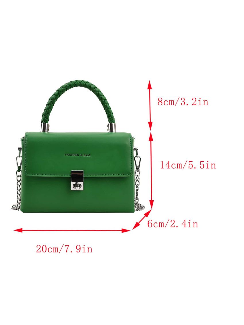 Mini Letter Graphic Twist Lock Flap Chain Square Bag