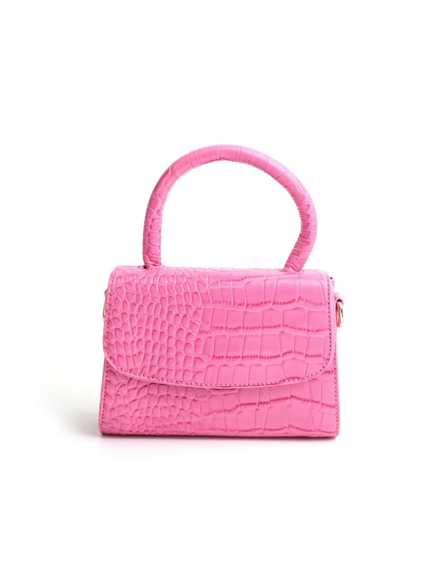 Mini Crocodile Embossed Flap Square Bag