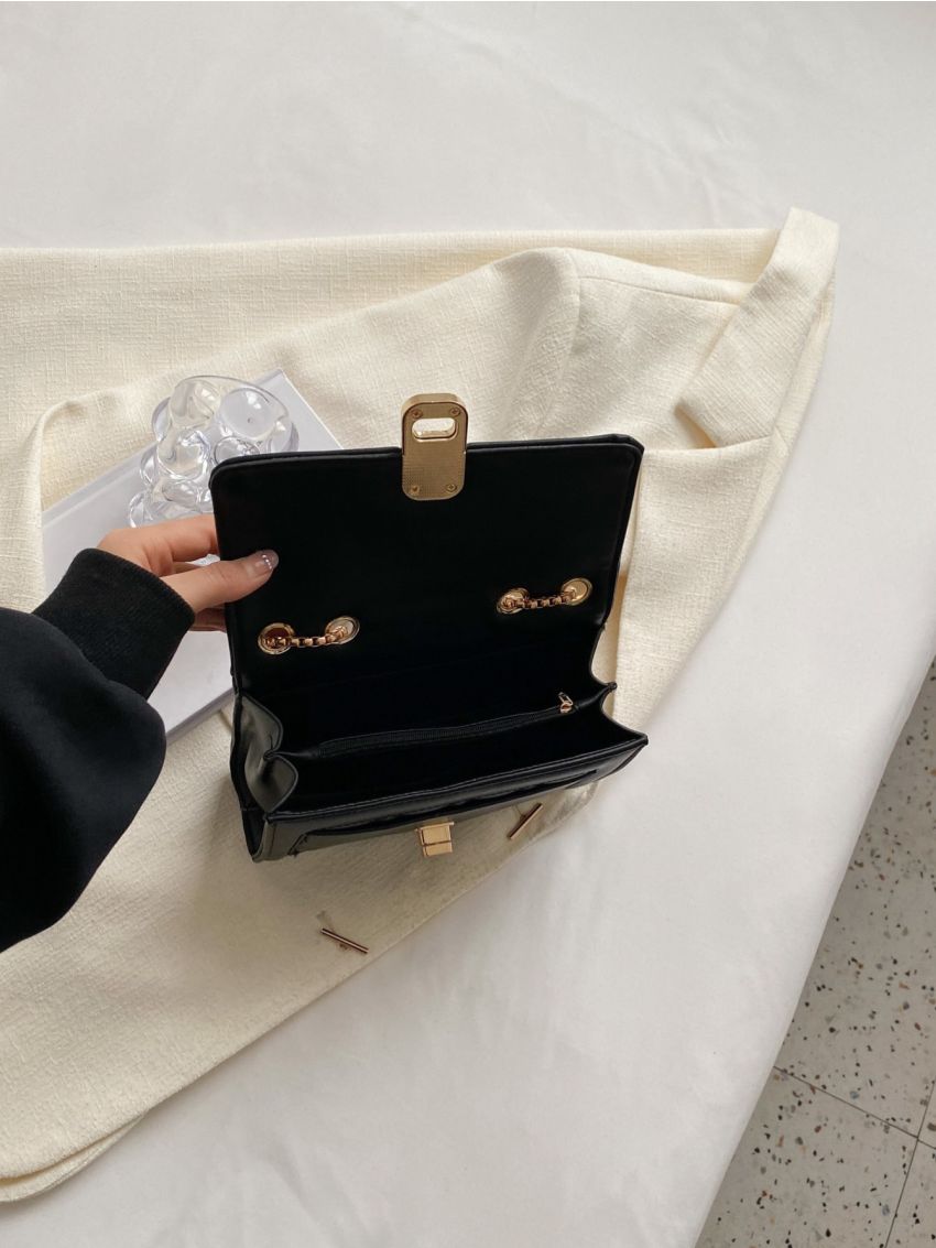 Mini Quilted Twist Lock Flap Chain Square Bag