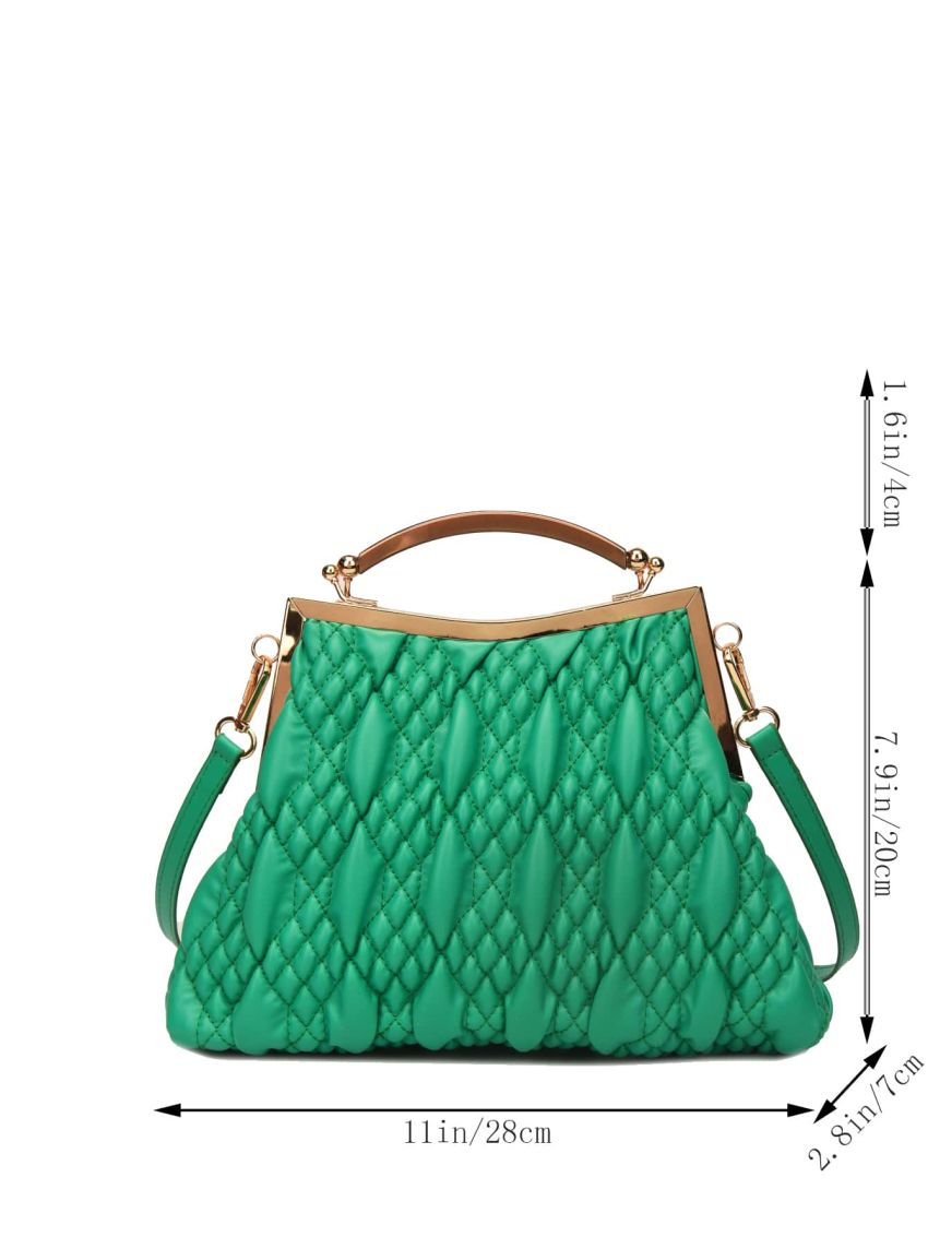 Metallic Quilted Pattern Square Bag