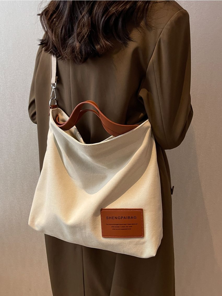 Letter Patch Decor Shopper Bag