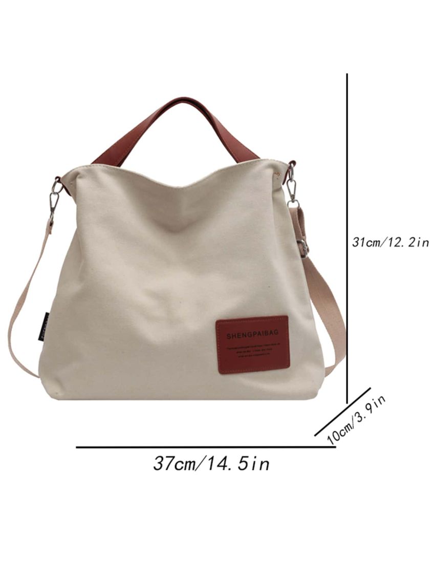 Letter Patch Decor Shopper Bag