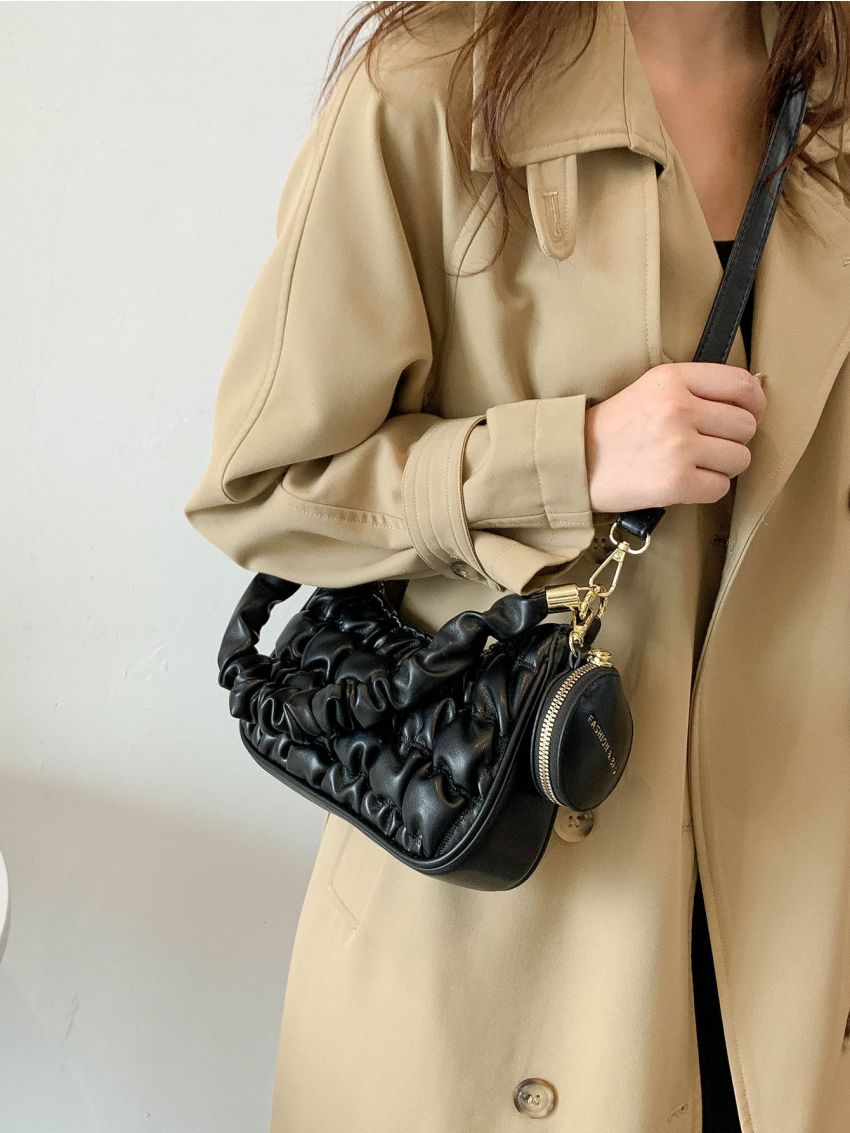 Minimalist Ruched Bag With Coin Purse