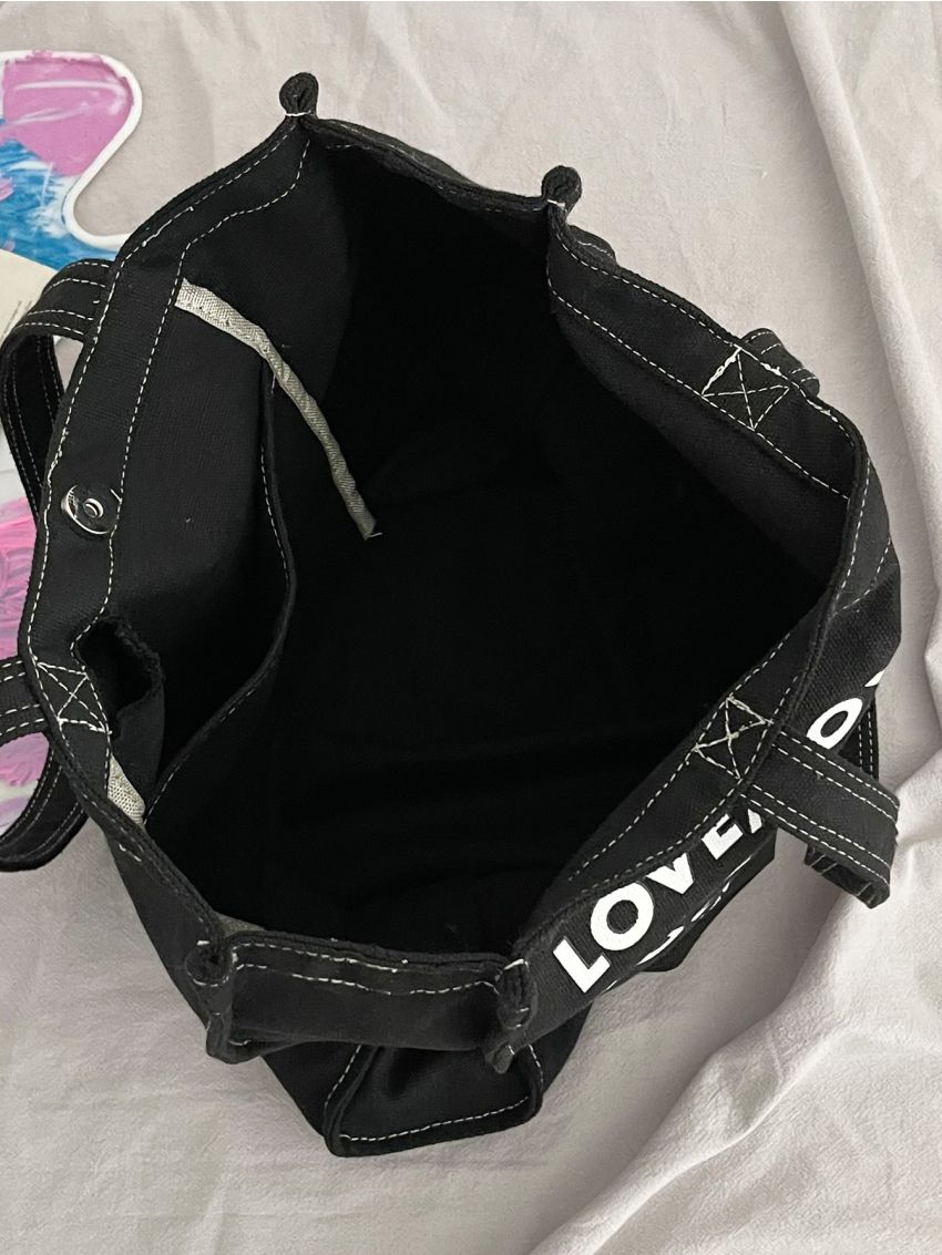 Slogan Graphic Shopper Bag