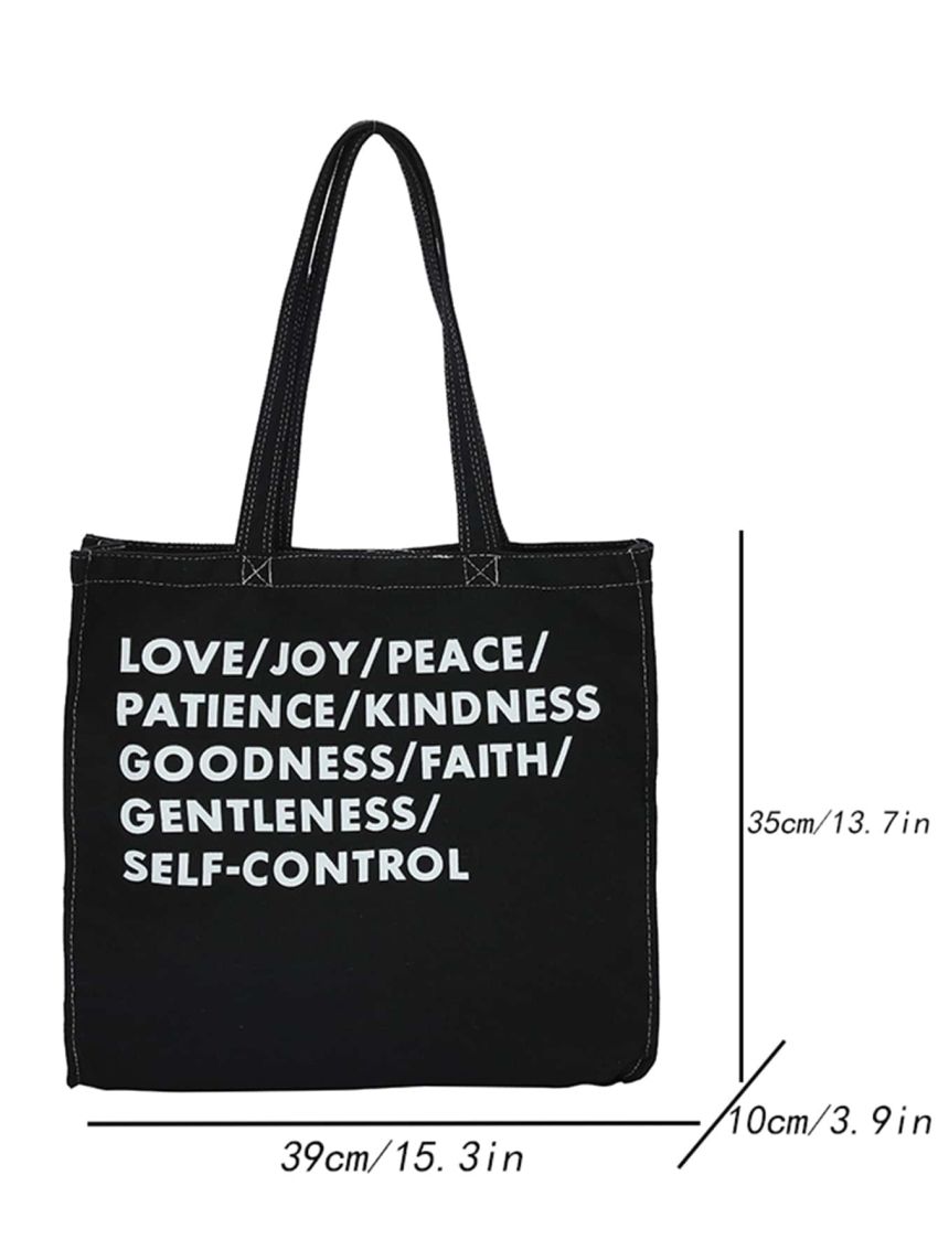 Slogan Graphic Shopper Bag