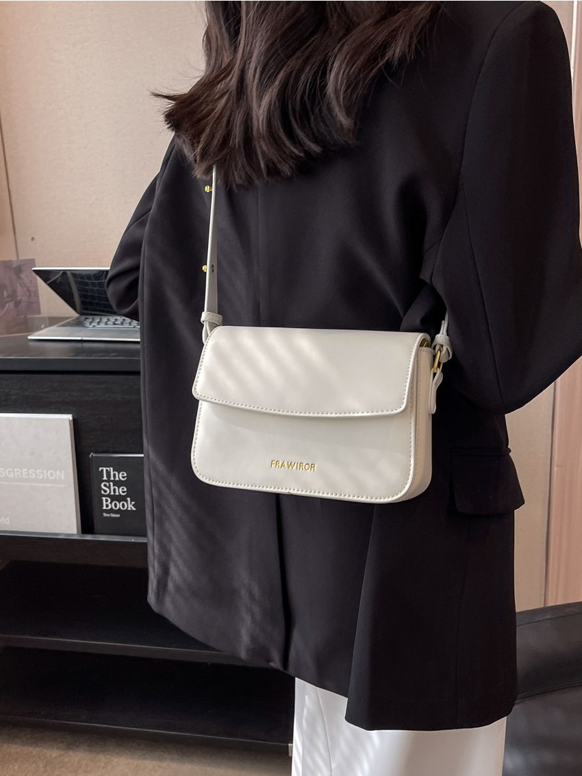 Letter Graphic Flap Square Bag