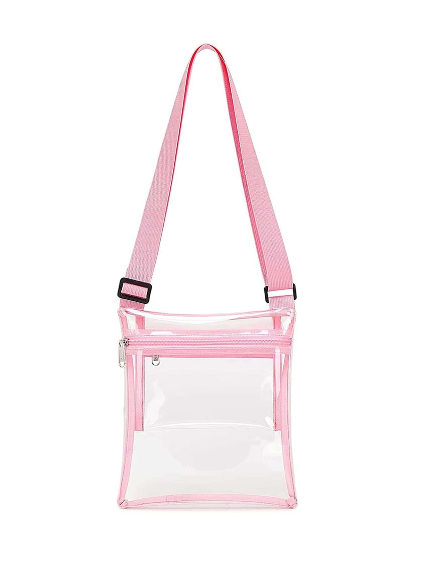 Minimalist Clear Bag Stadium Approved Clear Concert Crossbody Purse Bag with Inner Pocket and Adjustable Strap