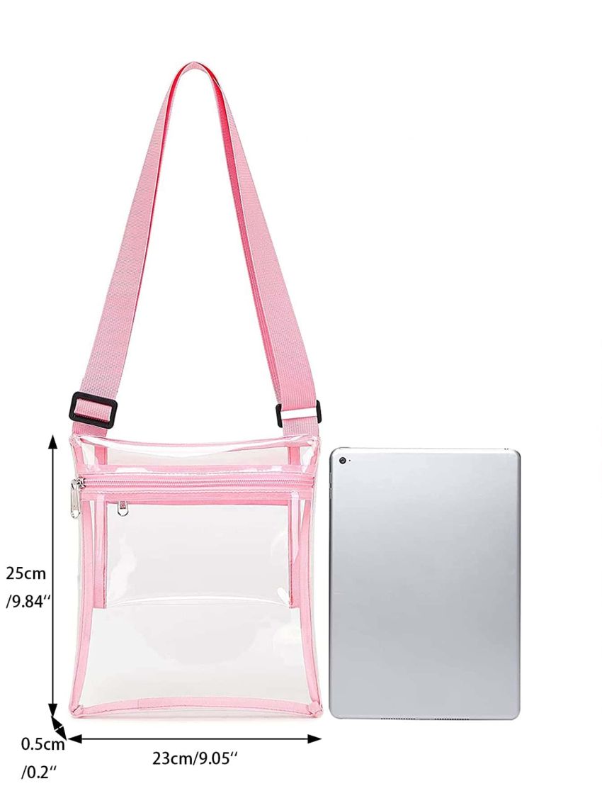 Minimalist Clear Bag Stadium Approved Clear Concert Crossbody Purse Bag with Inner Pocket and Adjustable Strap