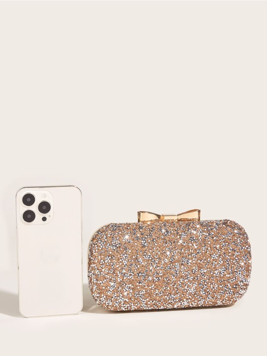 Mini Rhinestone Decor Chain Box Bag