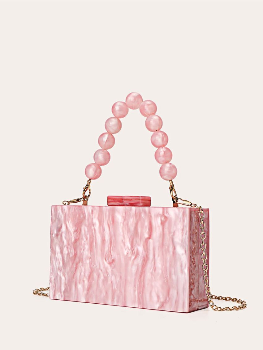 Mini Bead Decor Chain Box Bag