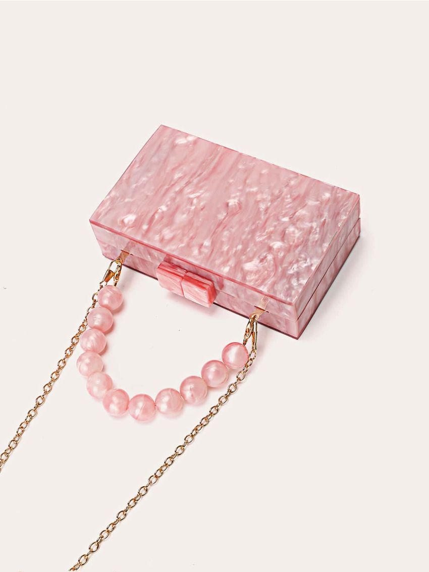 Mini Bead Decor Chain Box Bag