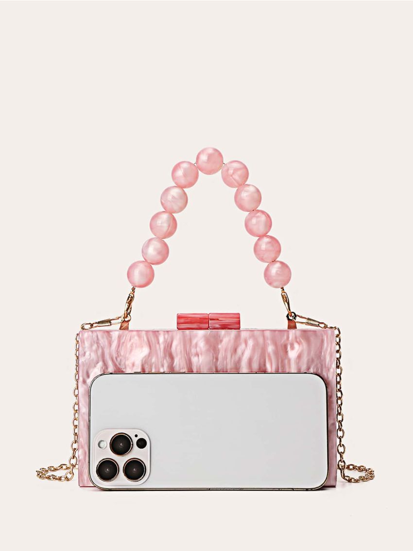 Mini Bead Decor Chain Box Bag