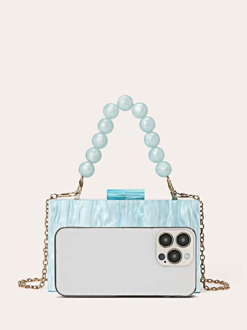 Mini Beaded Decor Chain Box Bag