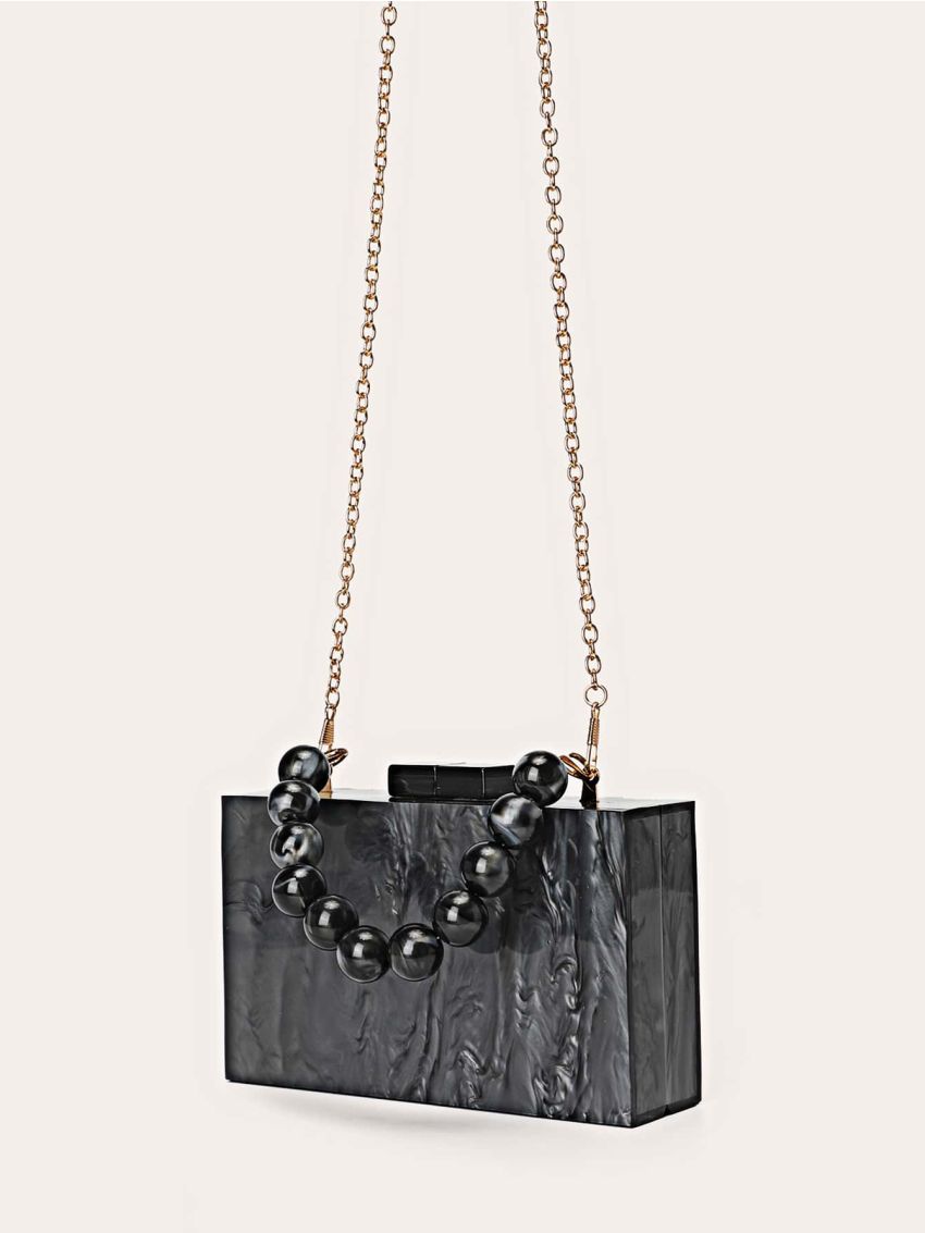 Mini Beaded Decor Chain Box Bag