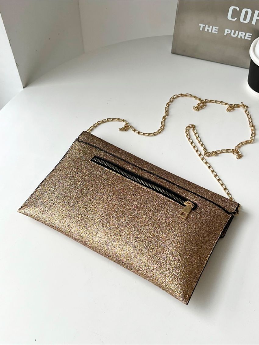 Metal Decor Chain Flap Square Bag