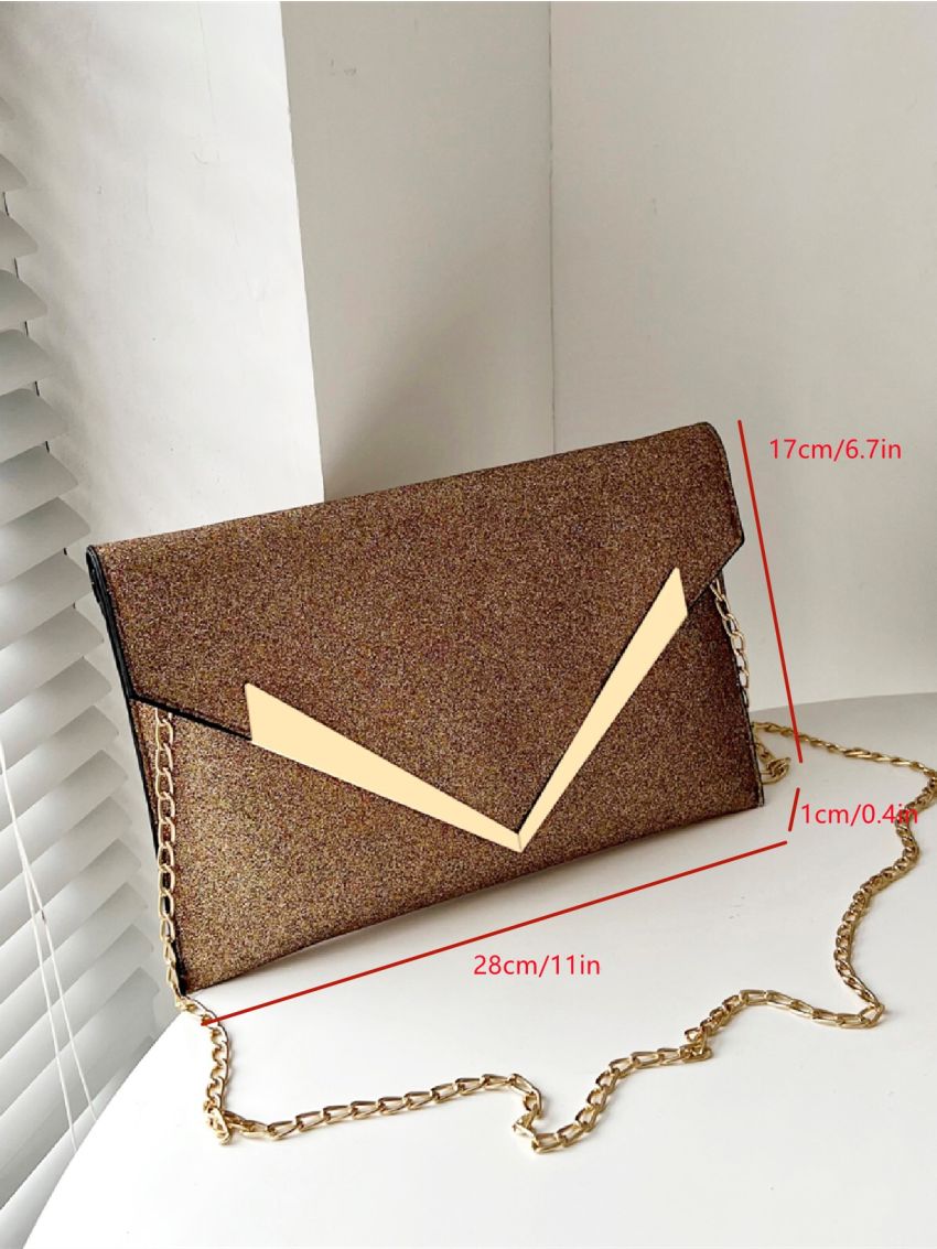 Metal Decor Chain Flap Square Bag