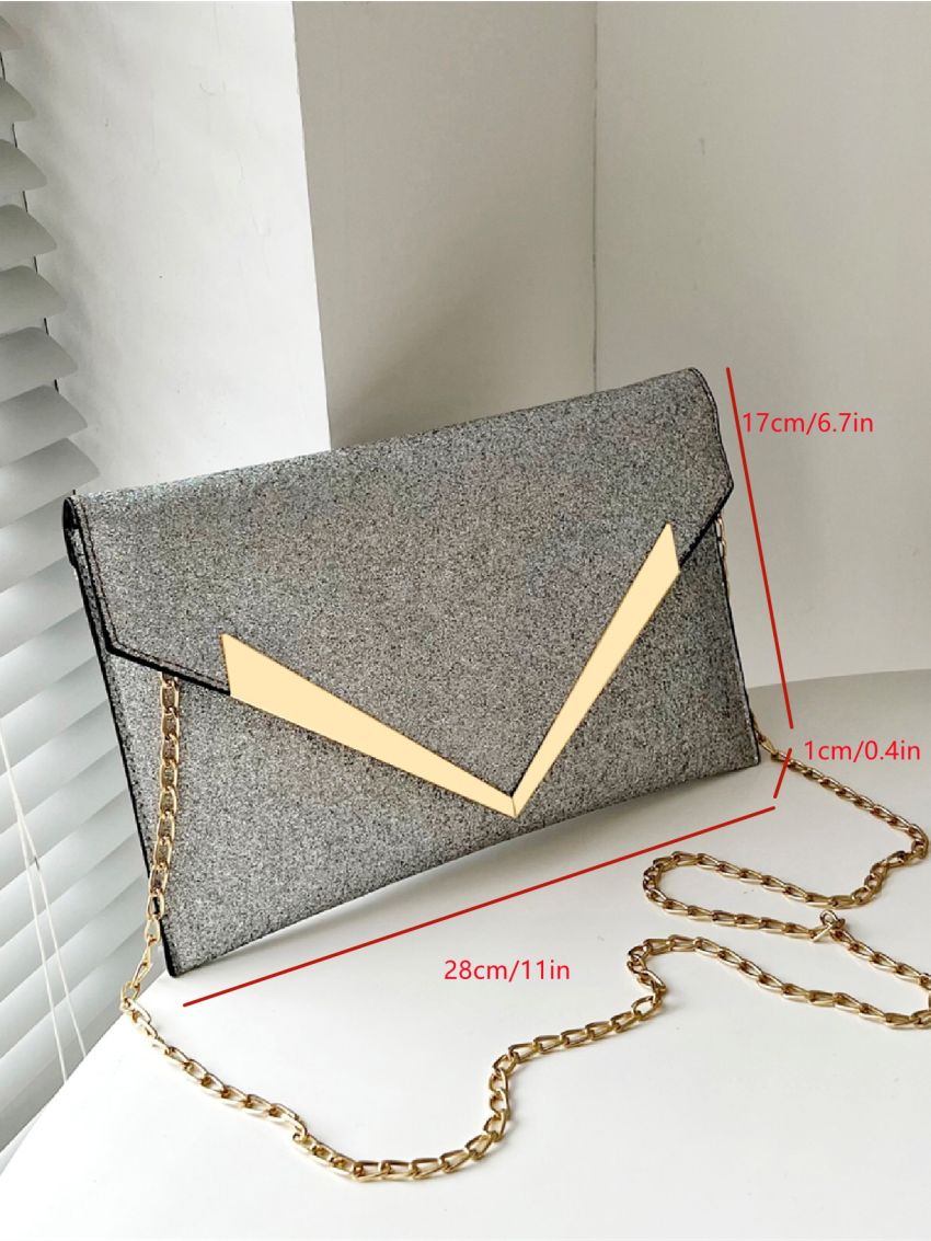 Metal Decor Chain Flap Square Bag