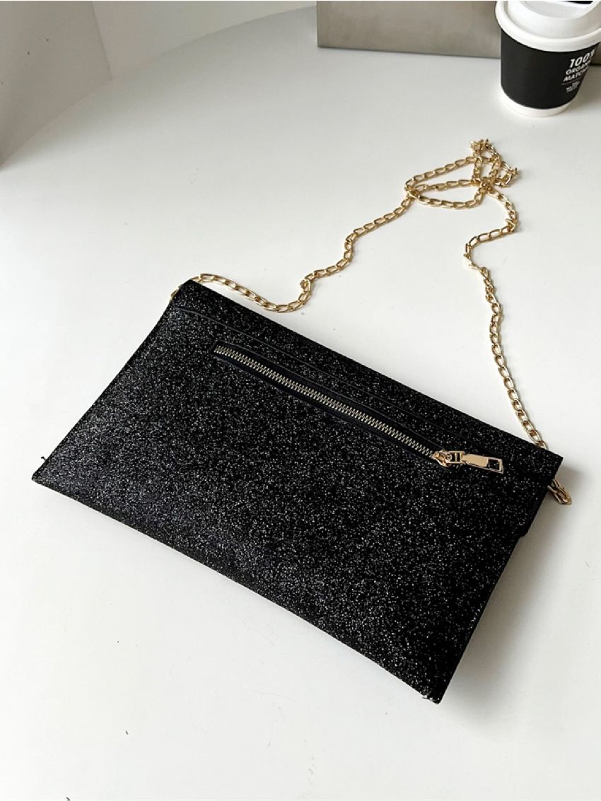 Glitter Envelope Bag Metal Decor Chain Strap