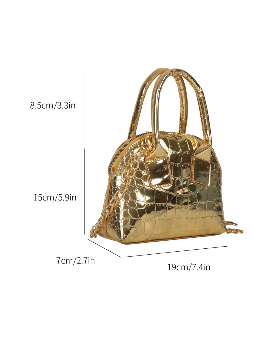 Crocodile Embossed Dome Bag Metallic Mini Funky