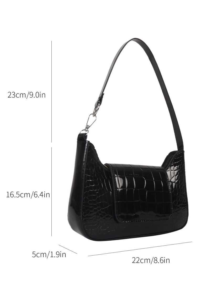 Minimalist Hobo Bag Crocodile Embossed Elegant