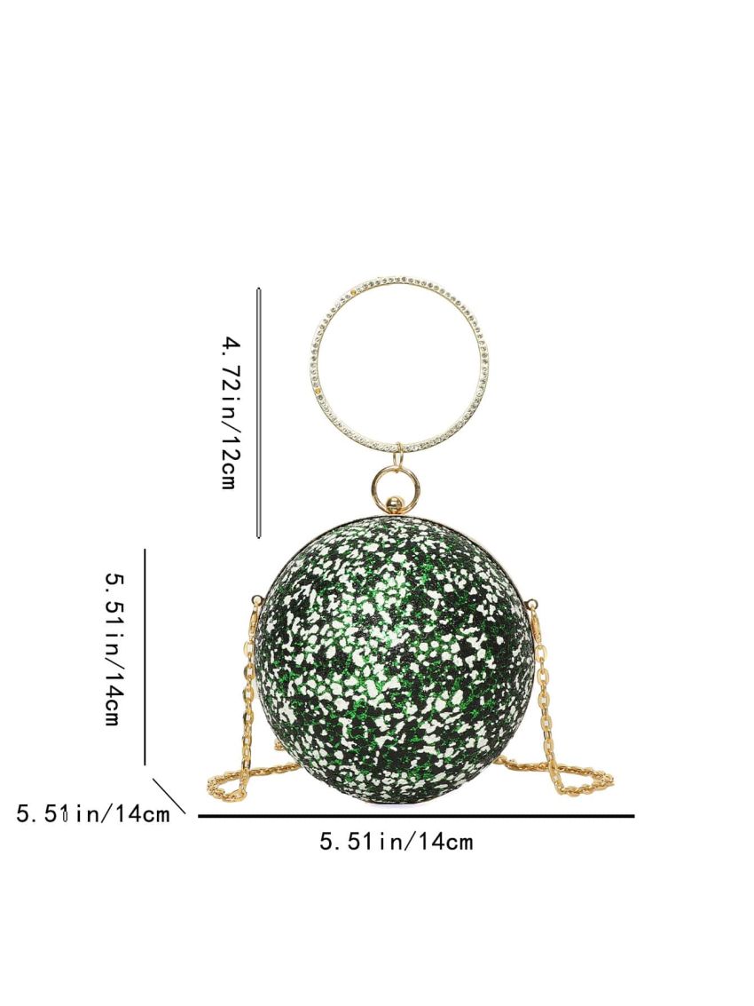 Mini Rhinestone Decor Top Ring Chain Circle Bag