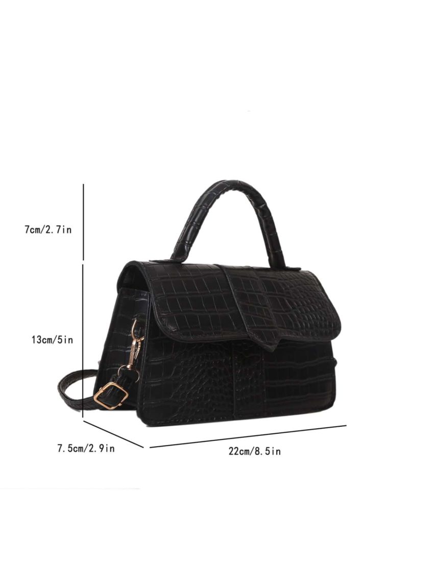 Crocodile Embossed Flap Square Bag