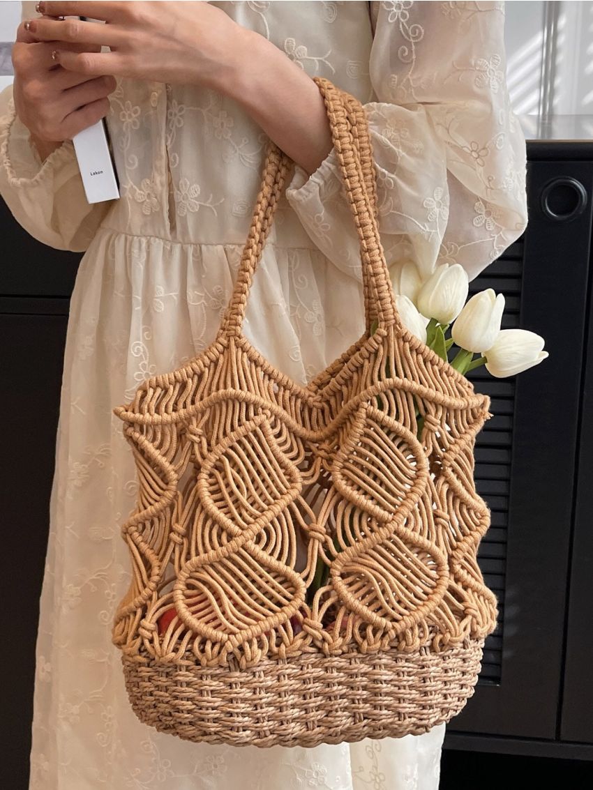 Hollow Out Straw Bag