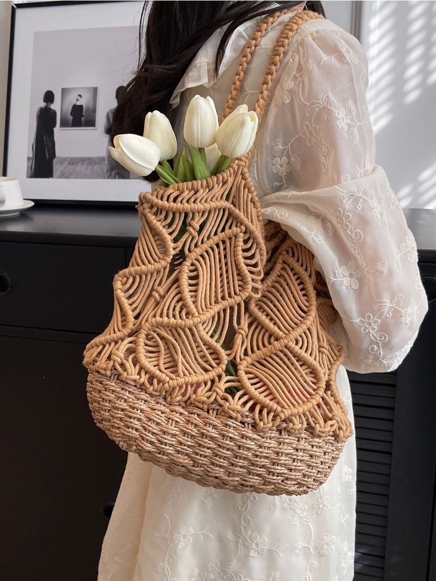 Hollow Out Straw Bag