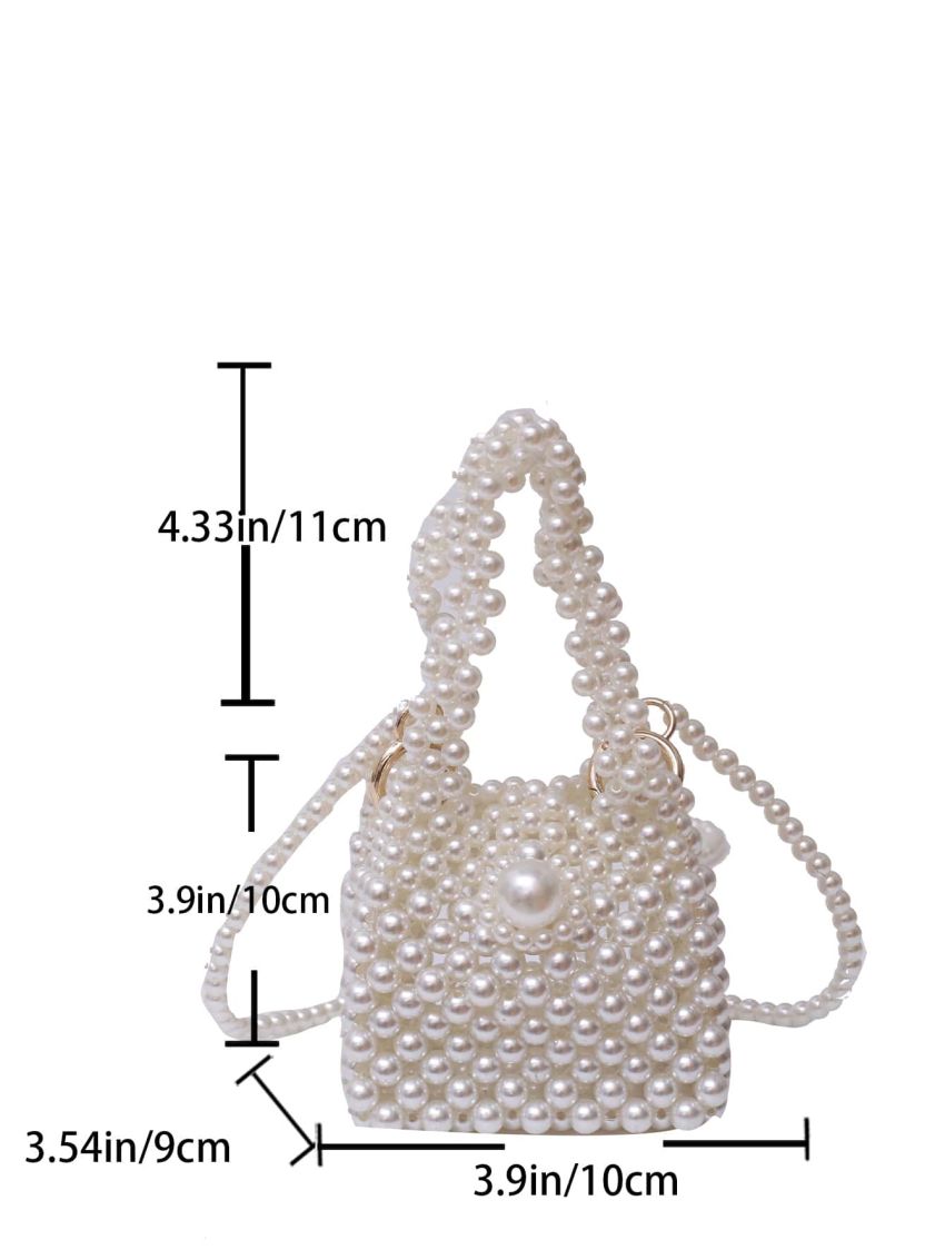 Mini Faux Pearl Beaded Satchel Bag