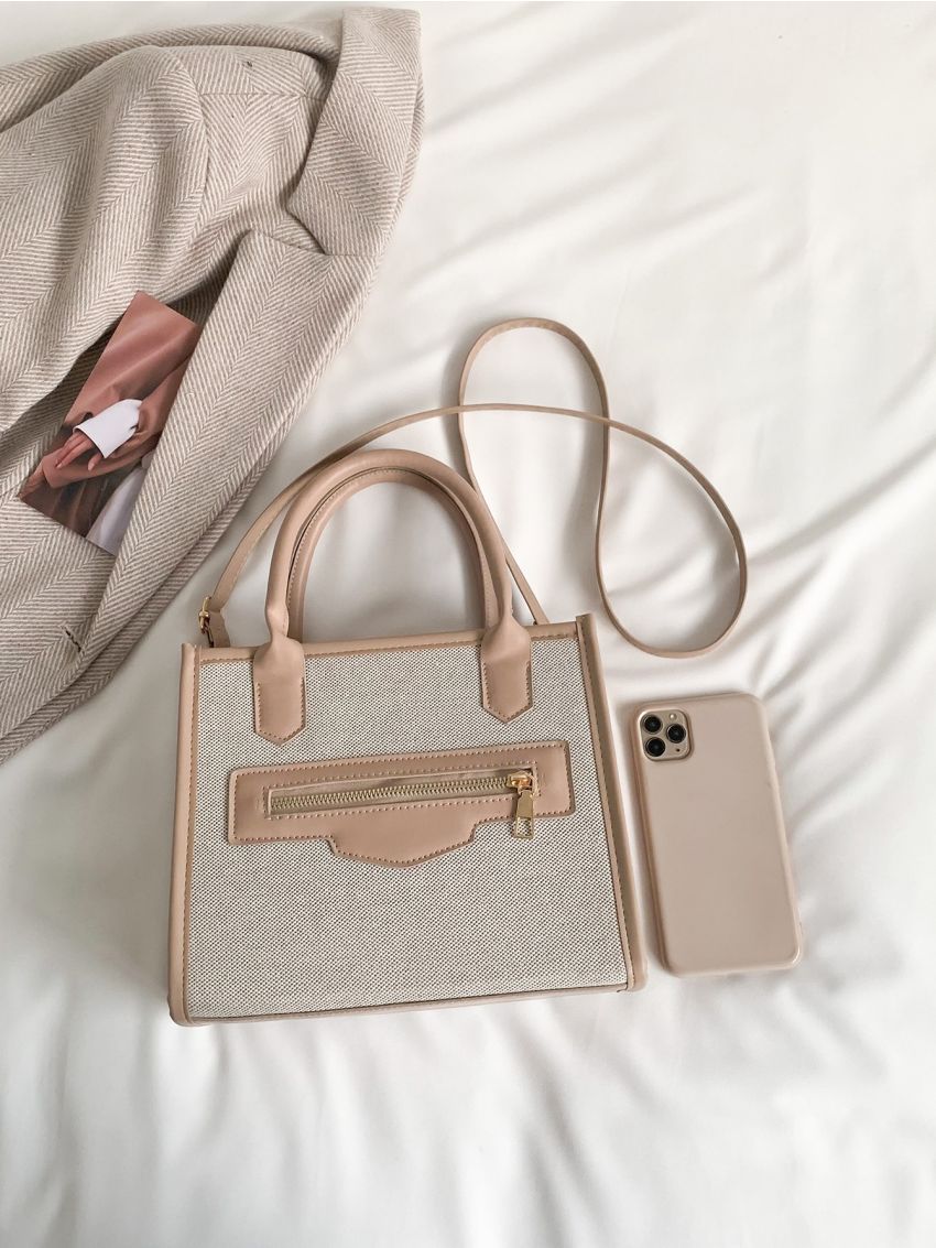 Two Tone Square Bag Contrast Binding Fashion