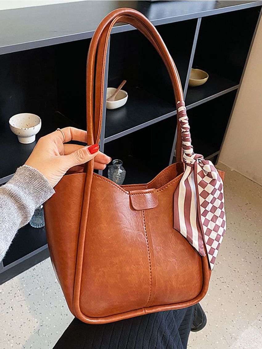 Twilly Scarf Decor Shoulder Tote Bag