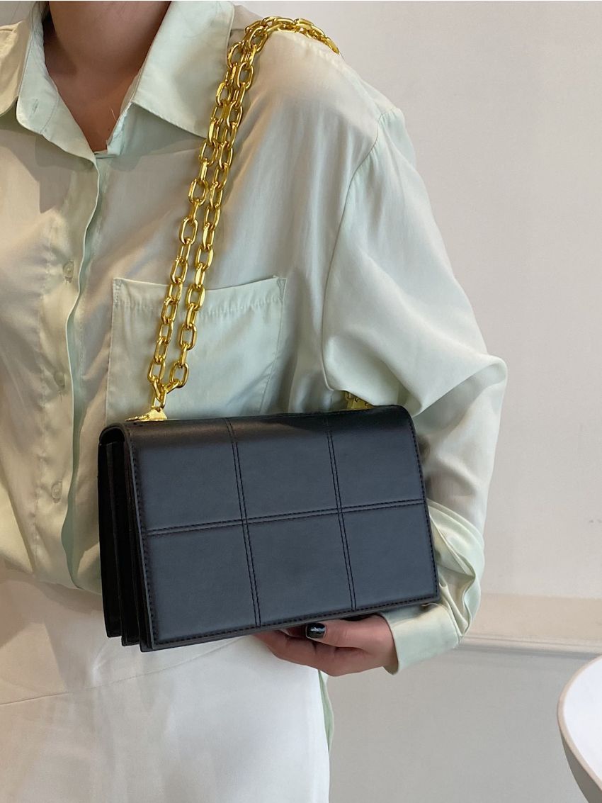 Quilted Flap Chain Square Bag