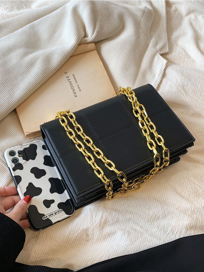 Quilted Flap Chain Square Bag