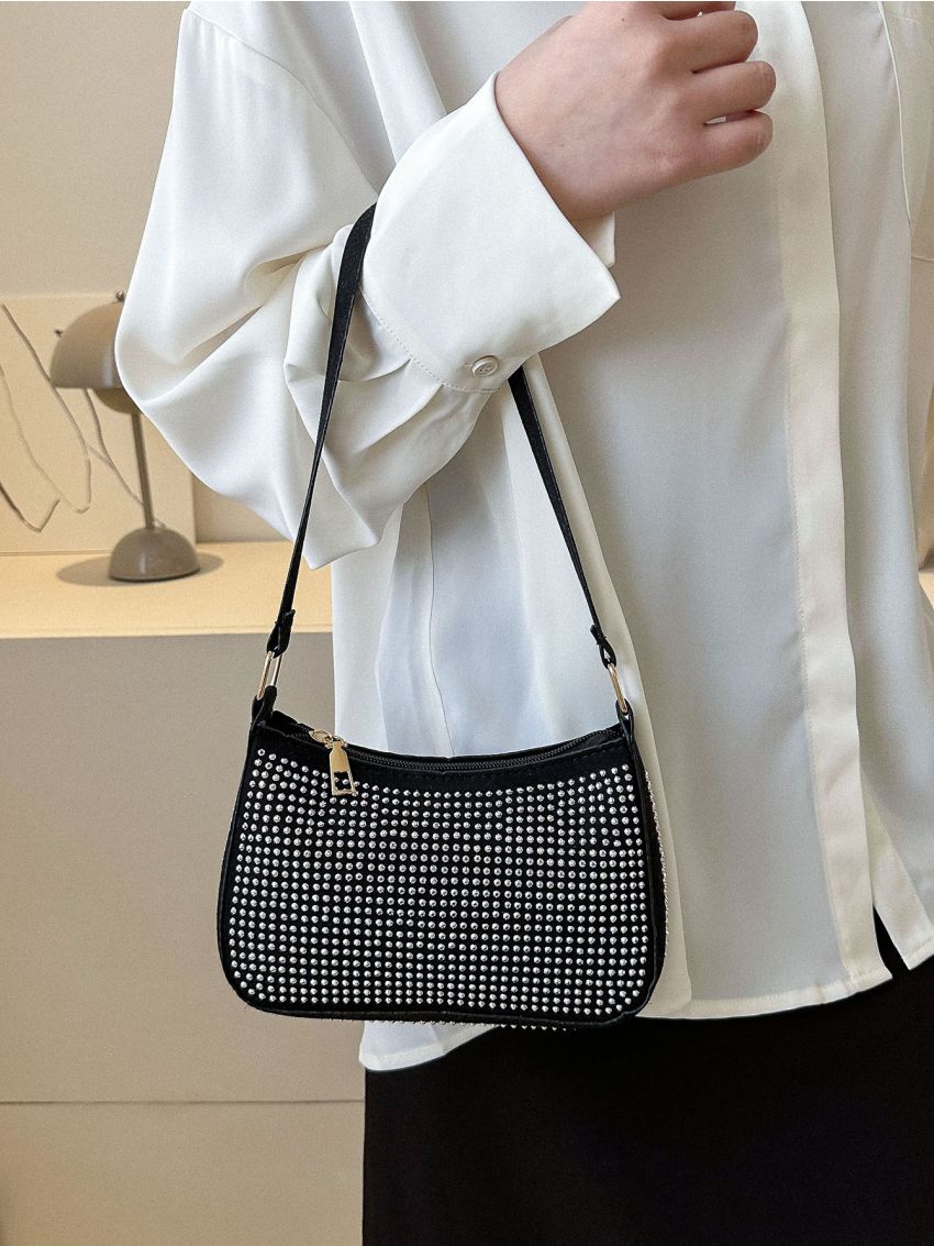 Studded Decor Hobo Bag Punk Style