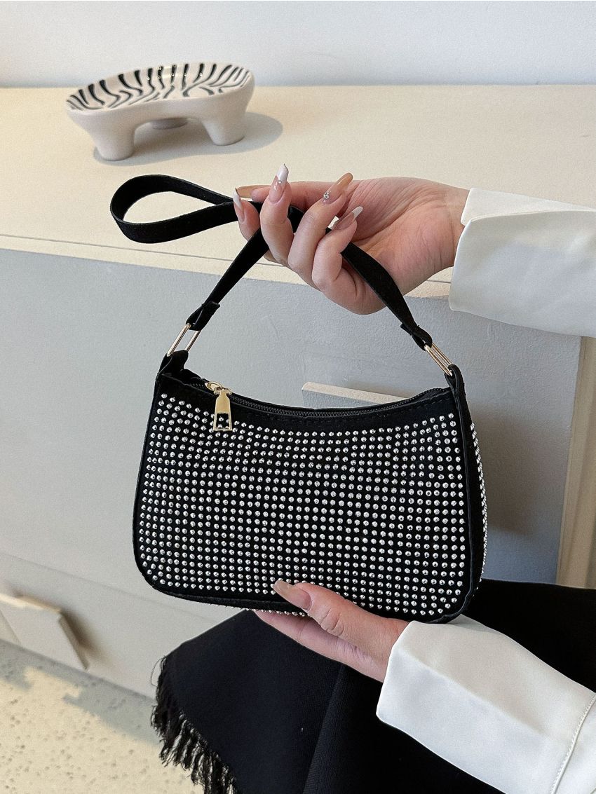 Studded Decor Hobo Bag Punk Style