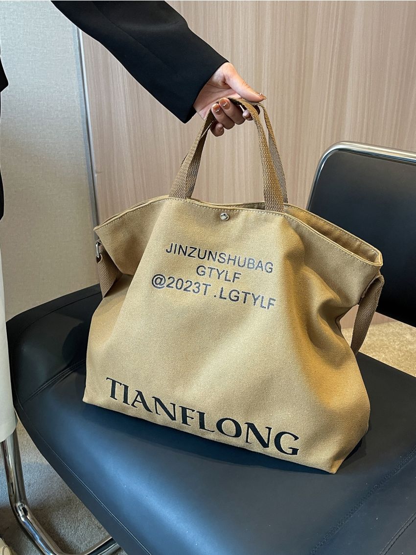 Letter Graphic Tote Bag Large Shopper Bag