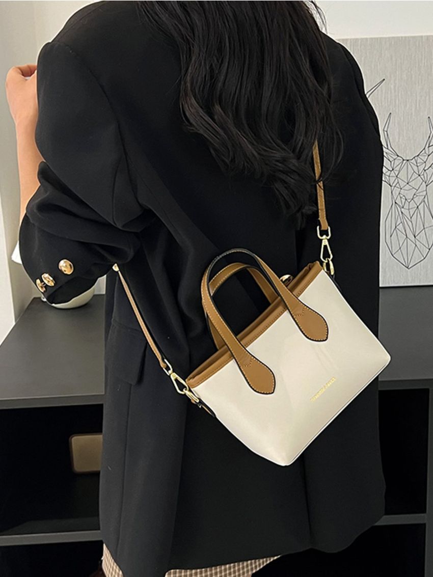 Letter Graphic Contrast Binding Square Bag