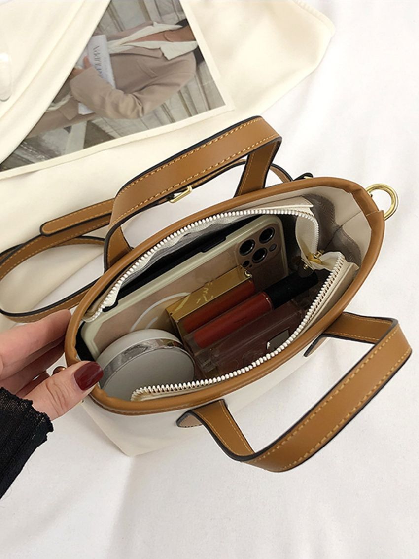 Letter Graphic Contrast Binding Square Bag