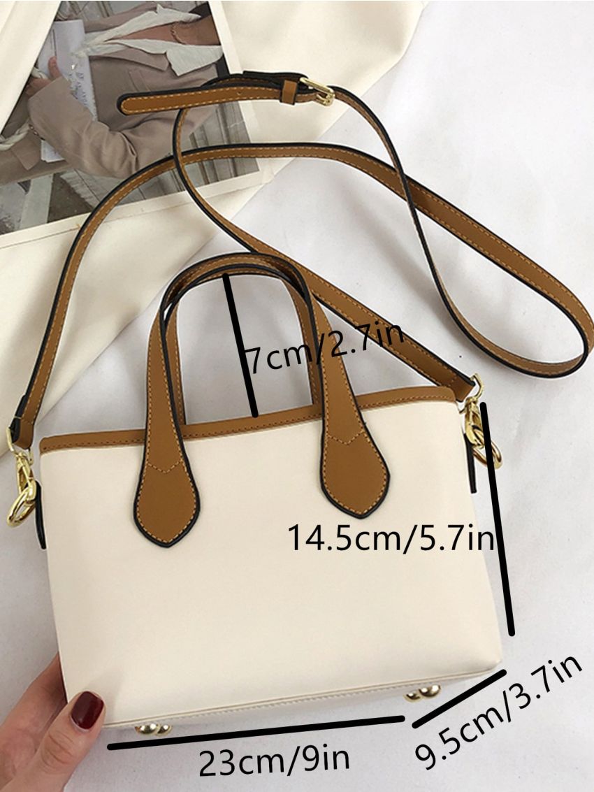 Letter Graphic Contrast Binding Square Bag