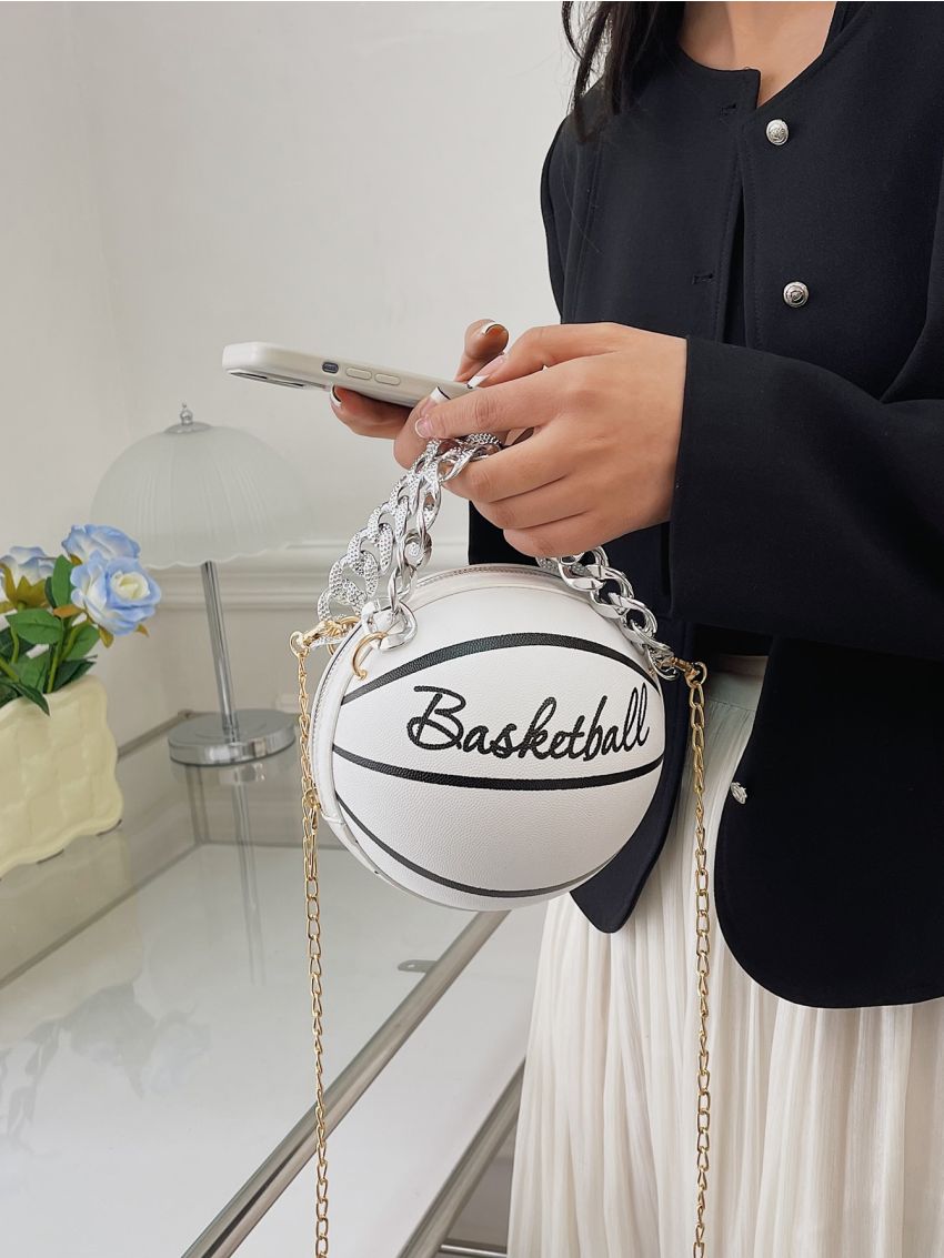 Mini Letter Graphic Chain Circle Bag