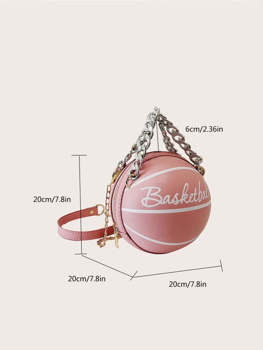 Mini Circle Bag Letter Graphic Chain Strap PU