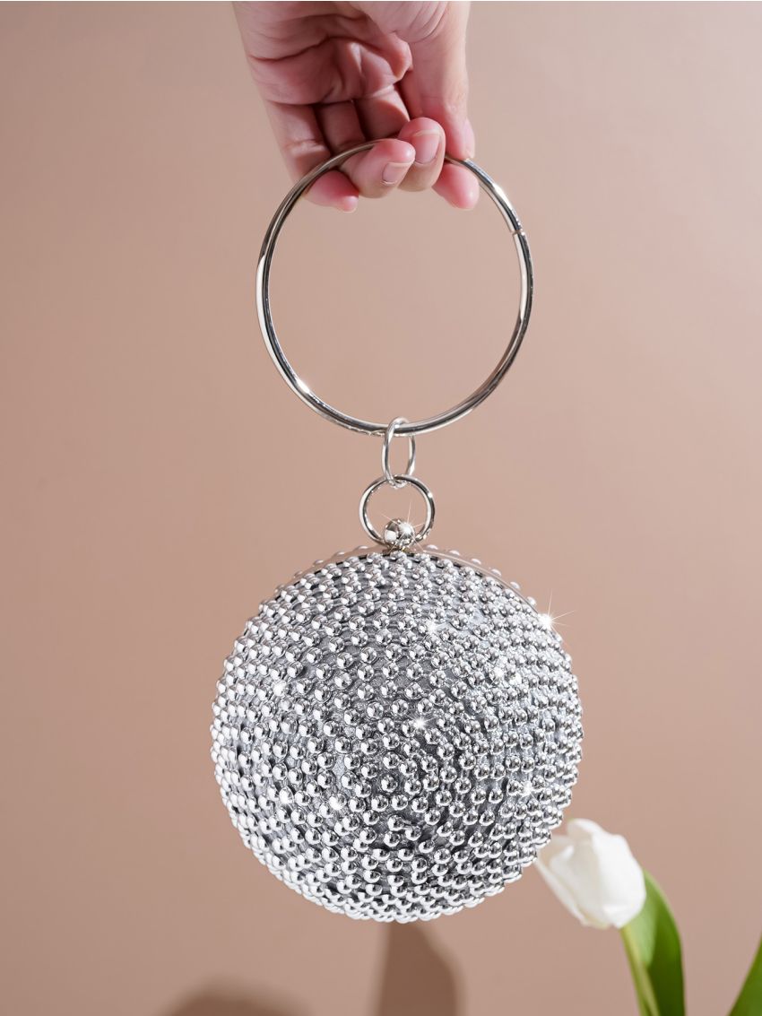 Mini Rhinestone Decor Circle Bag