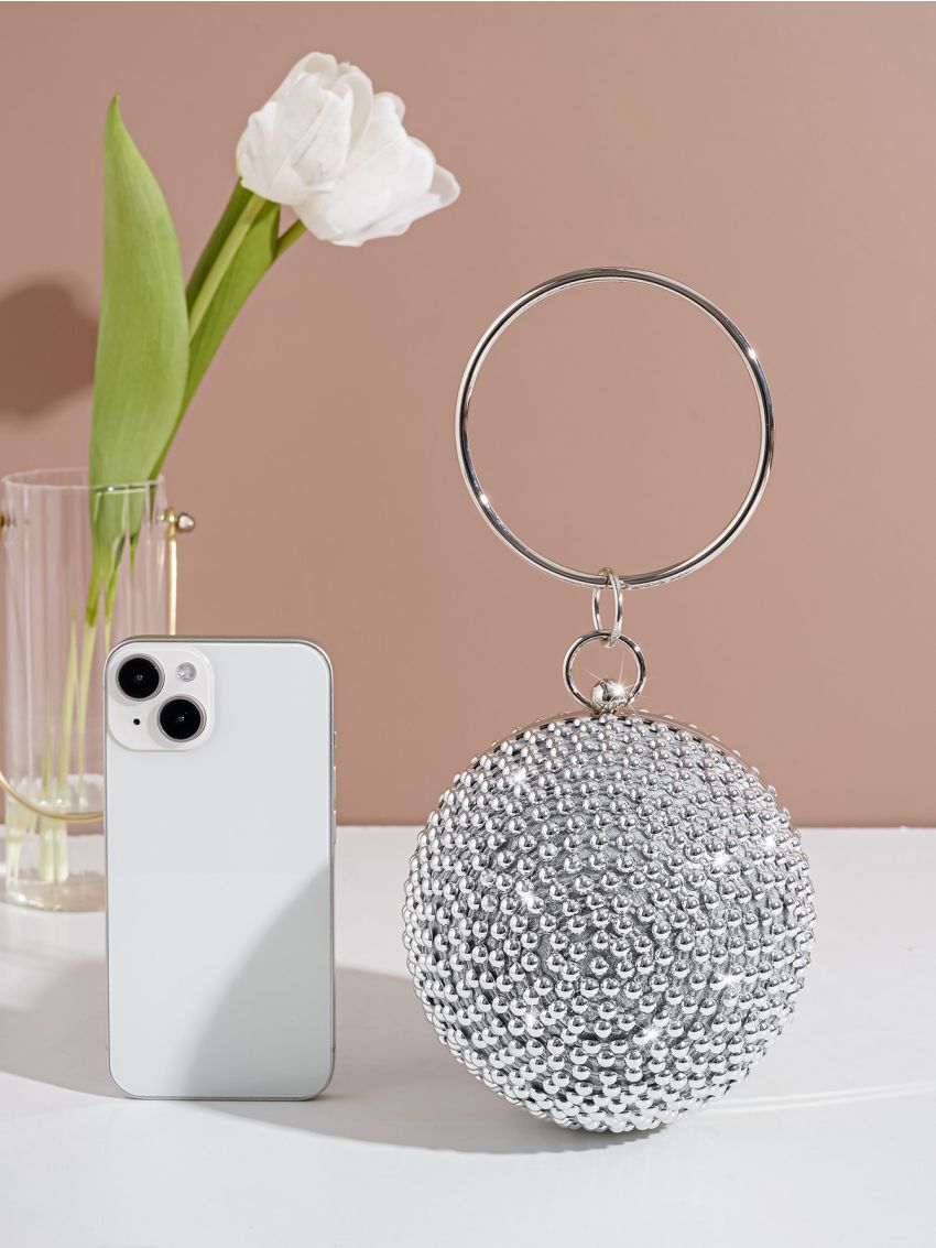 Mini Rhinestone Decor Circle Bag