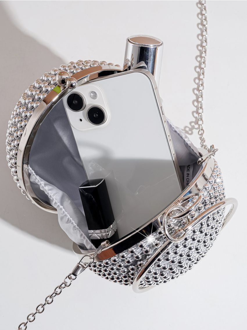 Mini Rhinestone Decor Circle Bag