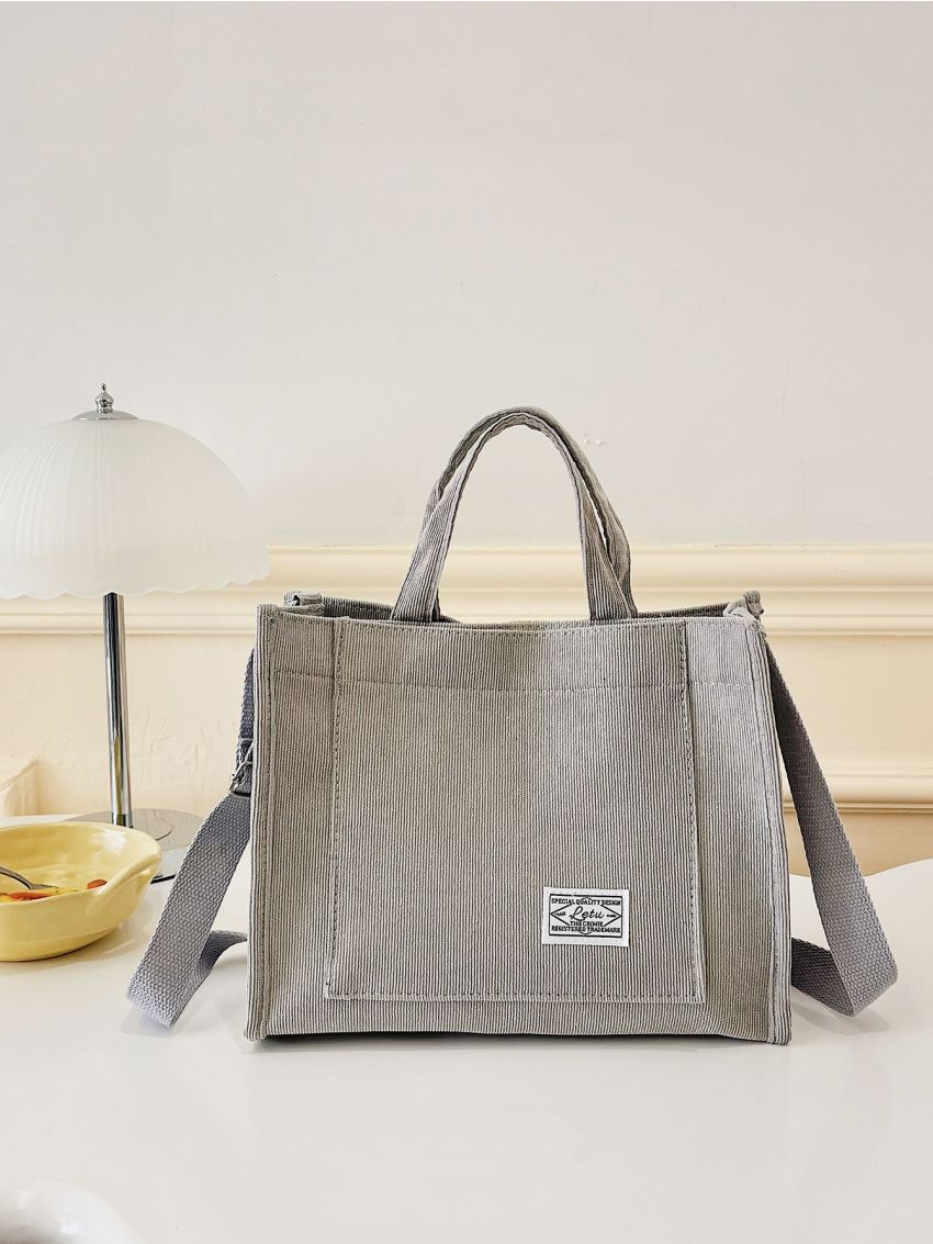 Letter Patch Decor Shopper Bag