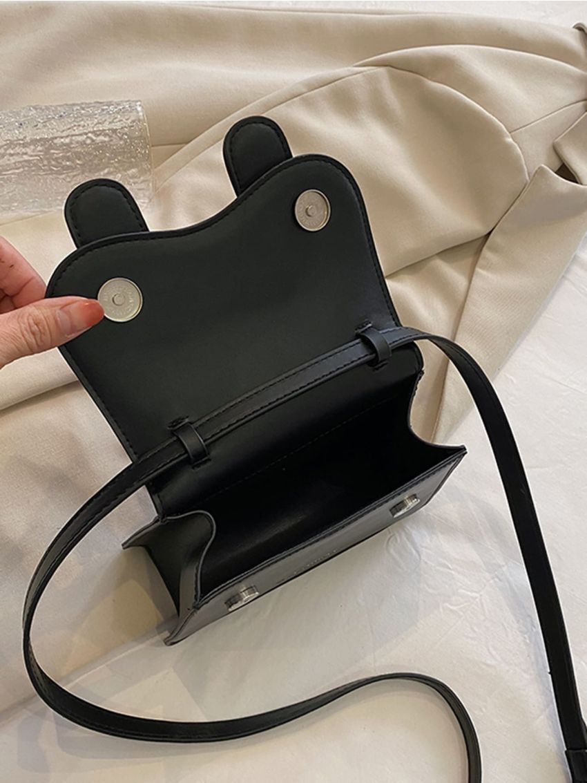 Mini Letter Print Flap Square Bag