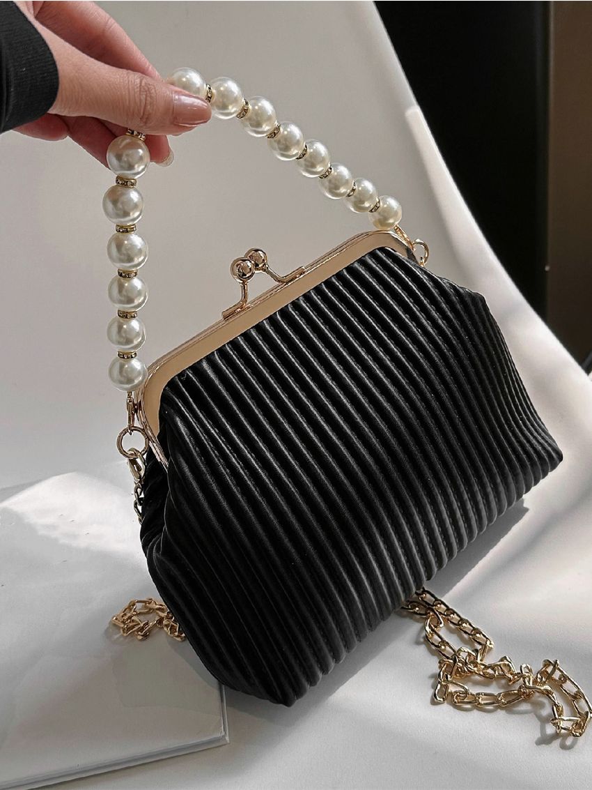 Stripped Kiss Lock Square Bag